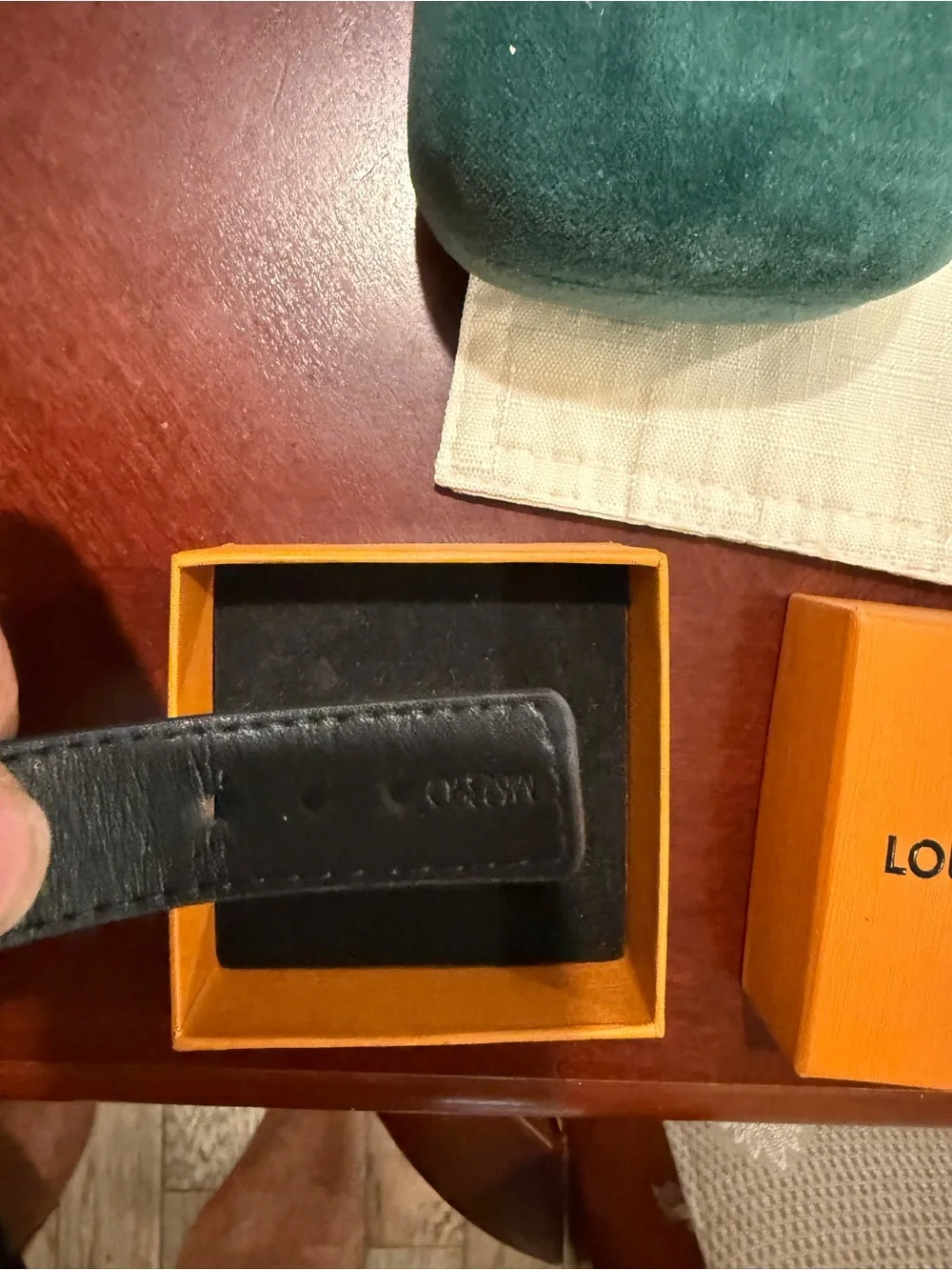 Louis Vuitton Black Monogram Bracelet with Silver LV Hardware